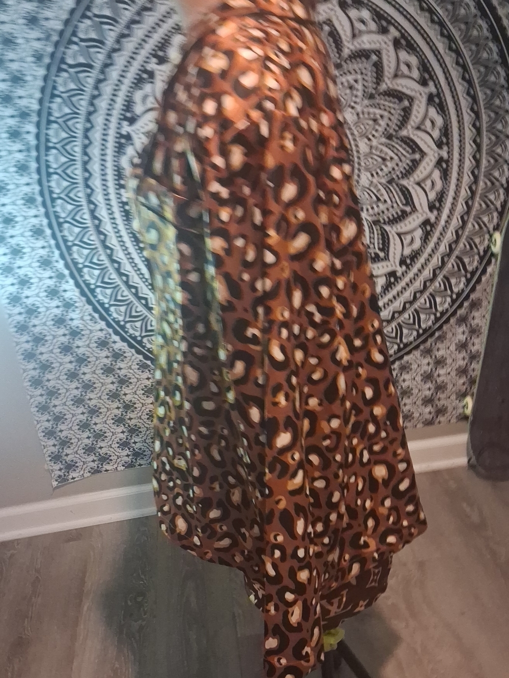 Express x Ladygang Leopard Print Pajama Style Button Down Blouse x Leopard Print - Picture 3 of 5